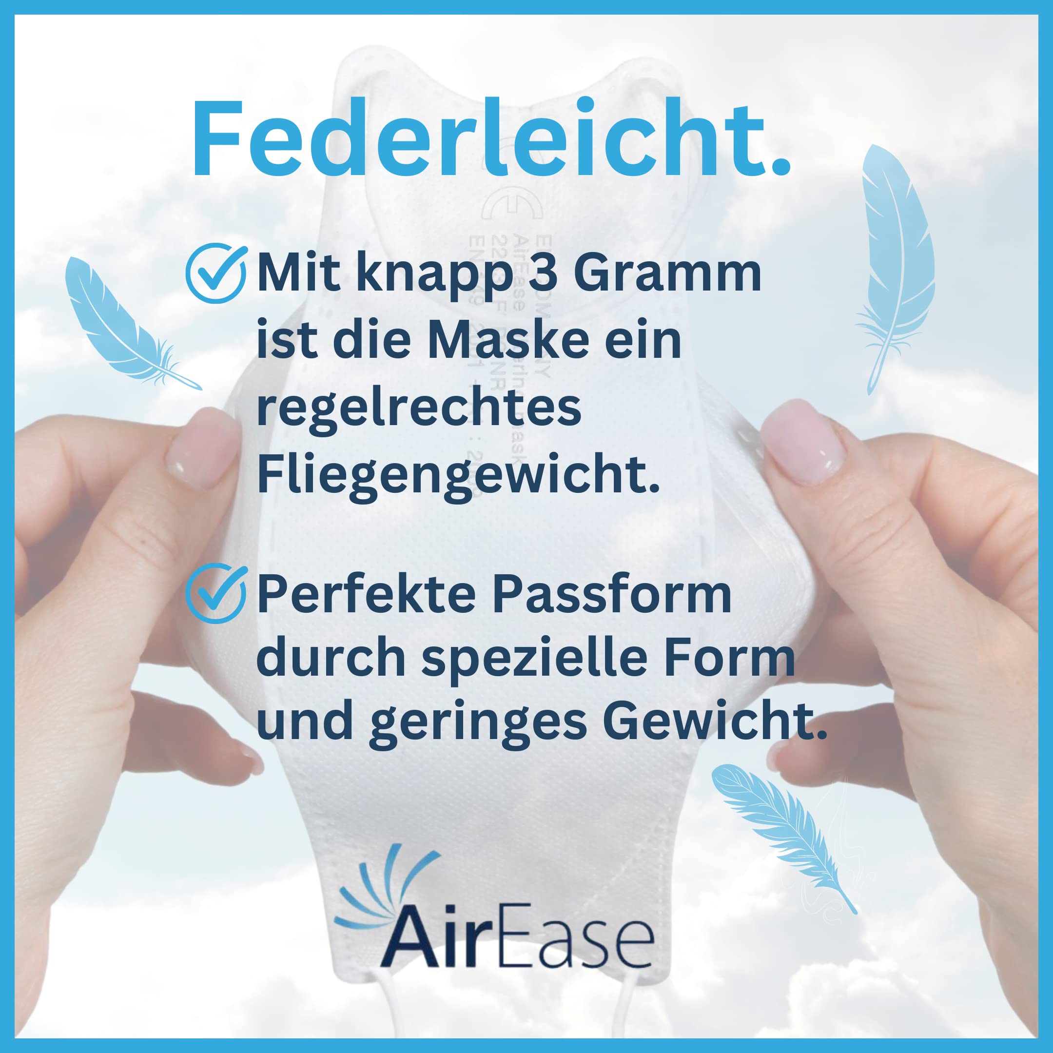 Air Ease FFP2 Masken 20 Stück, Fischform, weiß, einzeln verpackt, atmungsaktiver Mundschutz und Atemschutzmaske, ohne Ventil