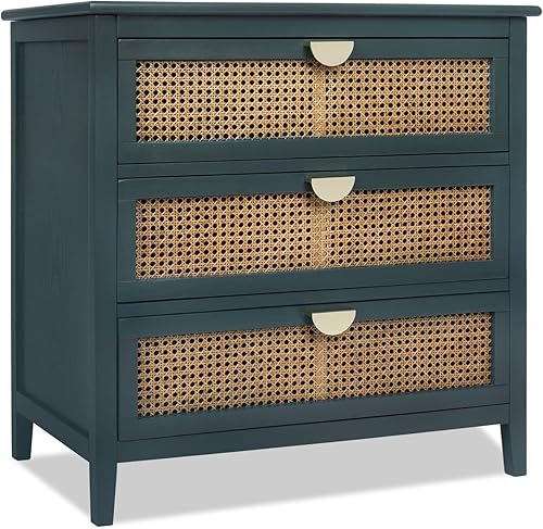 Miniatura 7 de Mesita de noche con 3 cajones de almacenamiento, mesa auxiliar moderna con marco de madera resistente para dormitorio, sala de estar, sala de