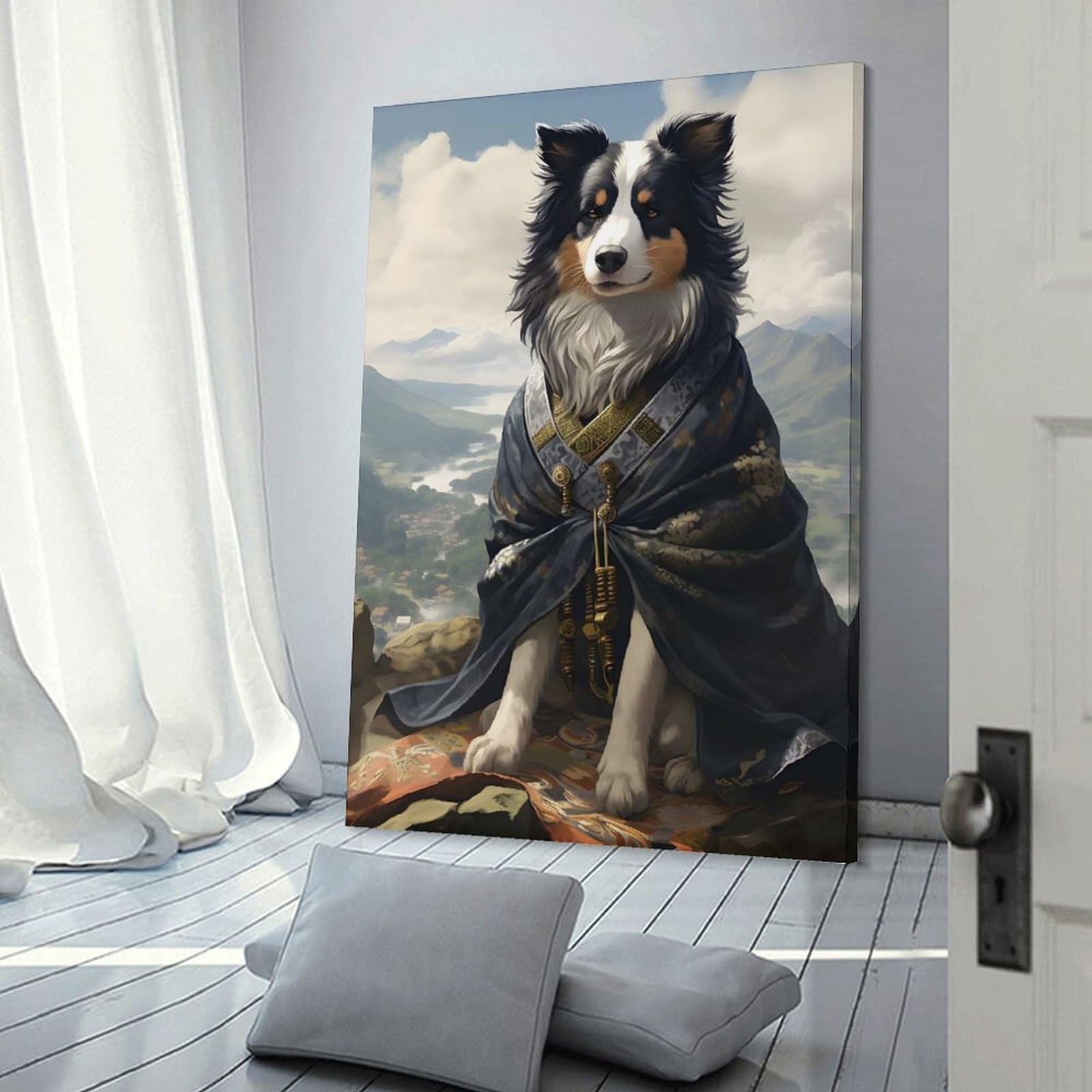 Junmoney Frame-Dog Wearing A Kimono Dog Wearing A Kimono Room Decor Wall Art 20X30inch(50X75cm), For Bedroom Decor, Cosy Corners Or Studios, A Warm Accent For Relaxed Interiors