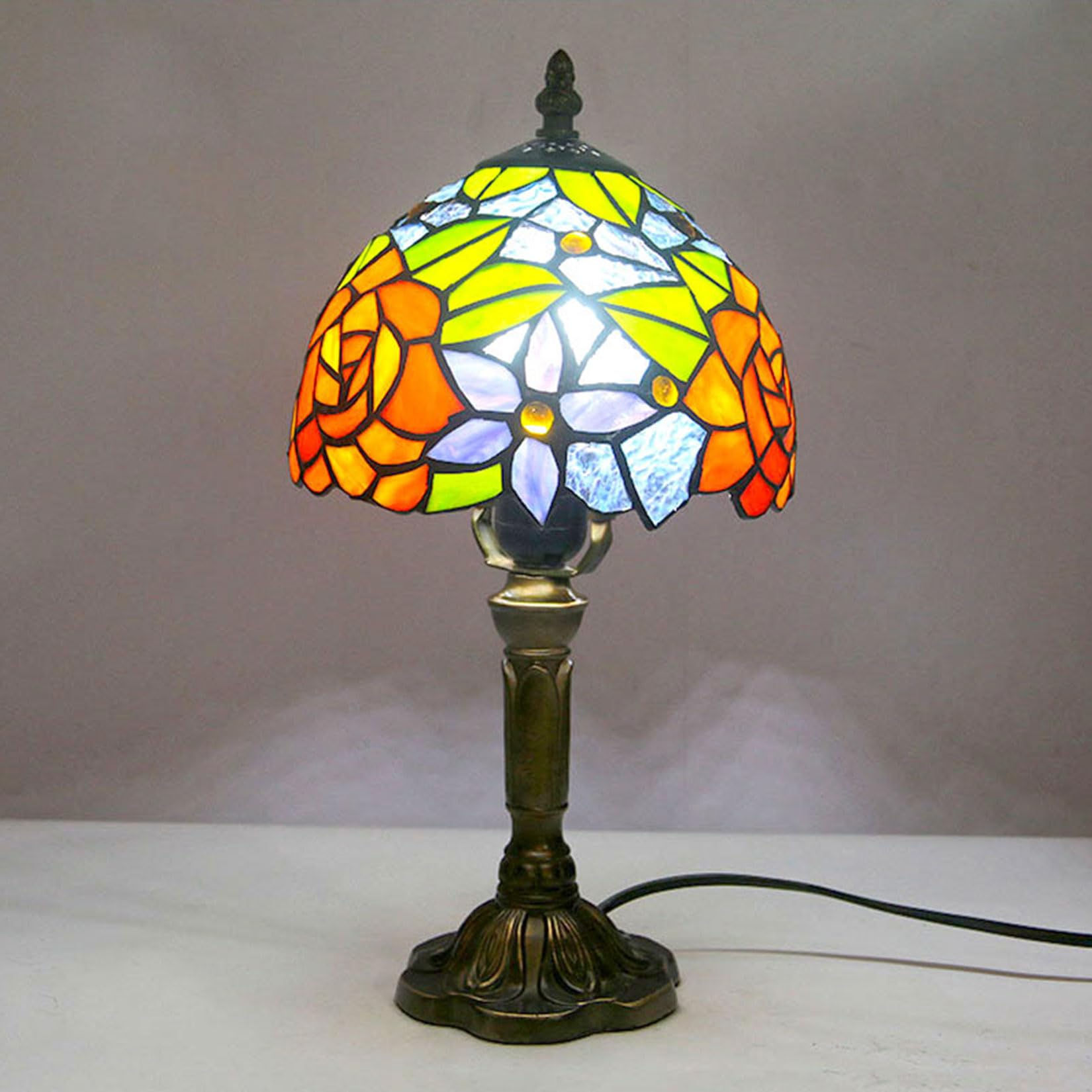 BOTOWI Vintage Tischlampensockel Ersatz, nur Harz Schreibtischleuchte Sockel, 15" hoch Geeignet für 8 Zoll Tiffany Stil Buntglas Lampenschirme