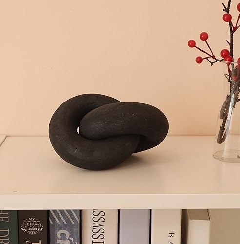 Miniatura 5 de HMASYO Decoración de nudo de madera negra, decoración de eslabones de cadena de madera, decoración de mesa de café, decoración de estantes, objetos