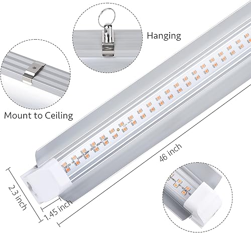 Miniatura 9 de TYAGMAM Grow Light, 2ft T8,150W(6 x 25W, 900W Equivalent), Super Bright, Full Spectrum Sunlight Plant Light, LED Grow Light Strips, Grow Light Bulbs