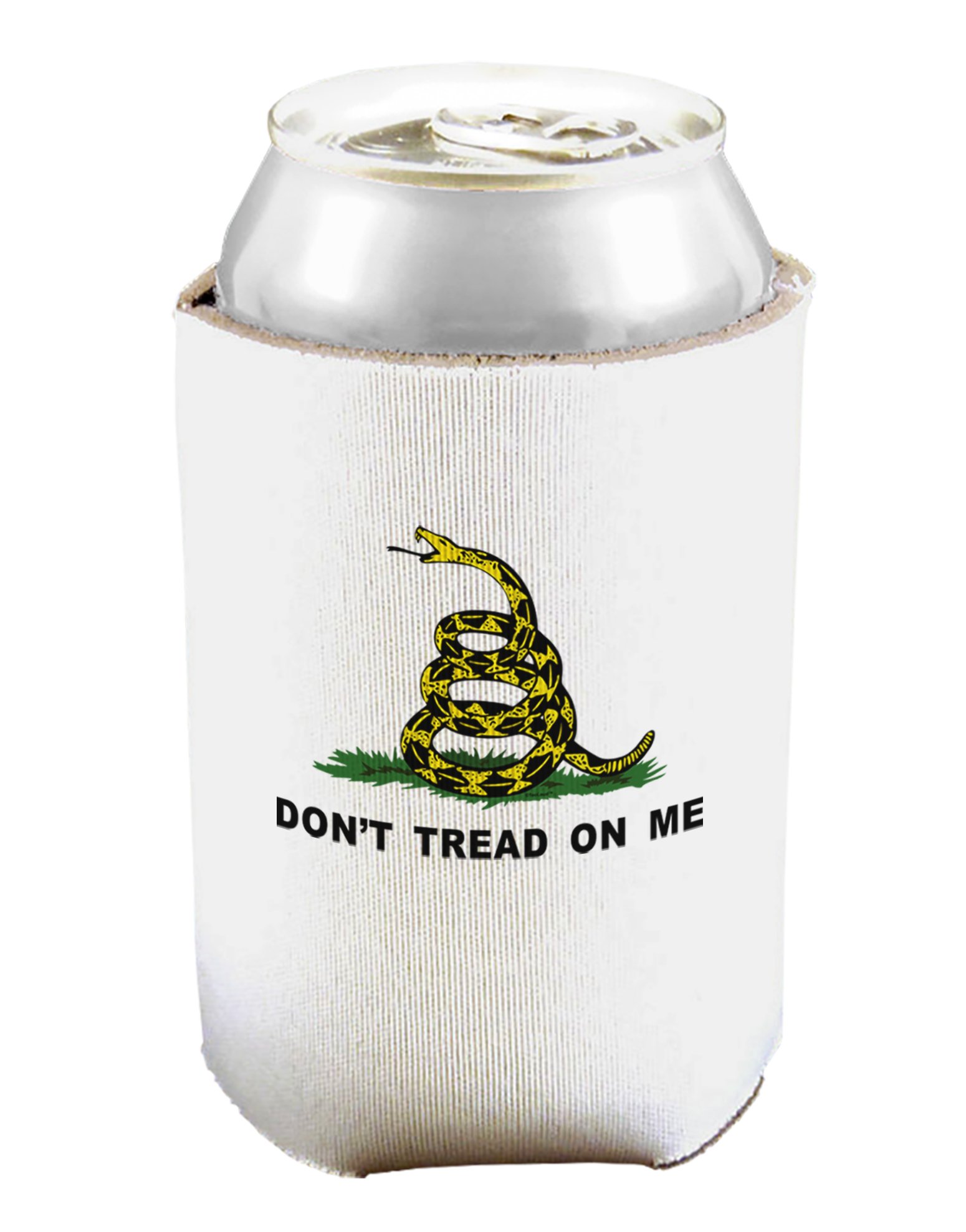 Don't Tread On Me Gadsden Flag Rattlesnake Can and Bottle Insulator Cooler - White 2 PACK