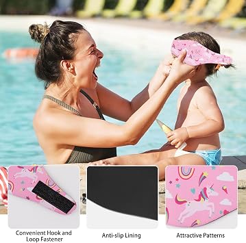 SSKHE Swimming Headband for Kids Adults, Cartoon Waterproof Adjustable Headband Ear Band Bathing Swimmer Ear Protection (Pink, One Size)