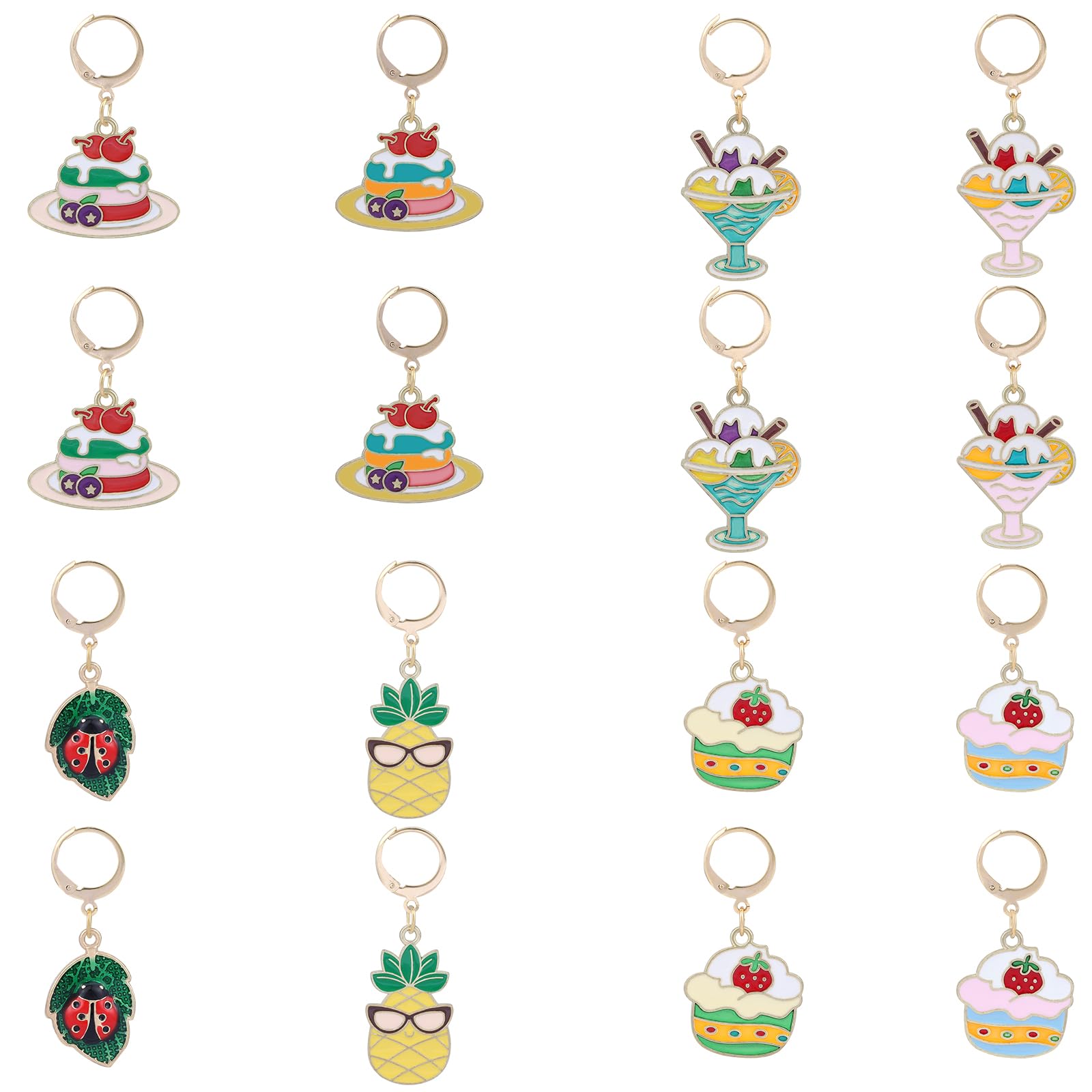 16 Breloques Marqueurs De Mailles Pour Tricot/crochet - Pendentifs émaillés Avec Fermoir à Levier (thème Chat)