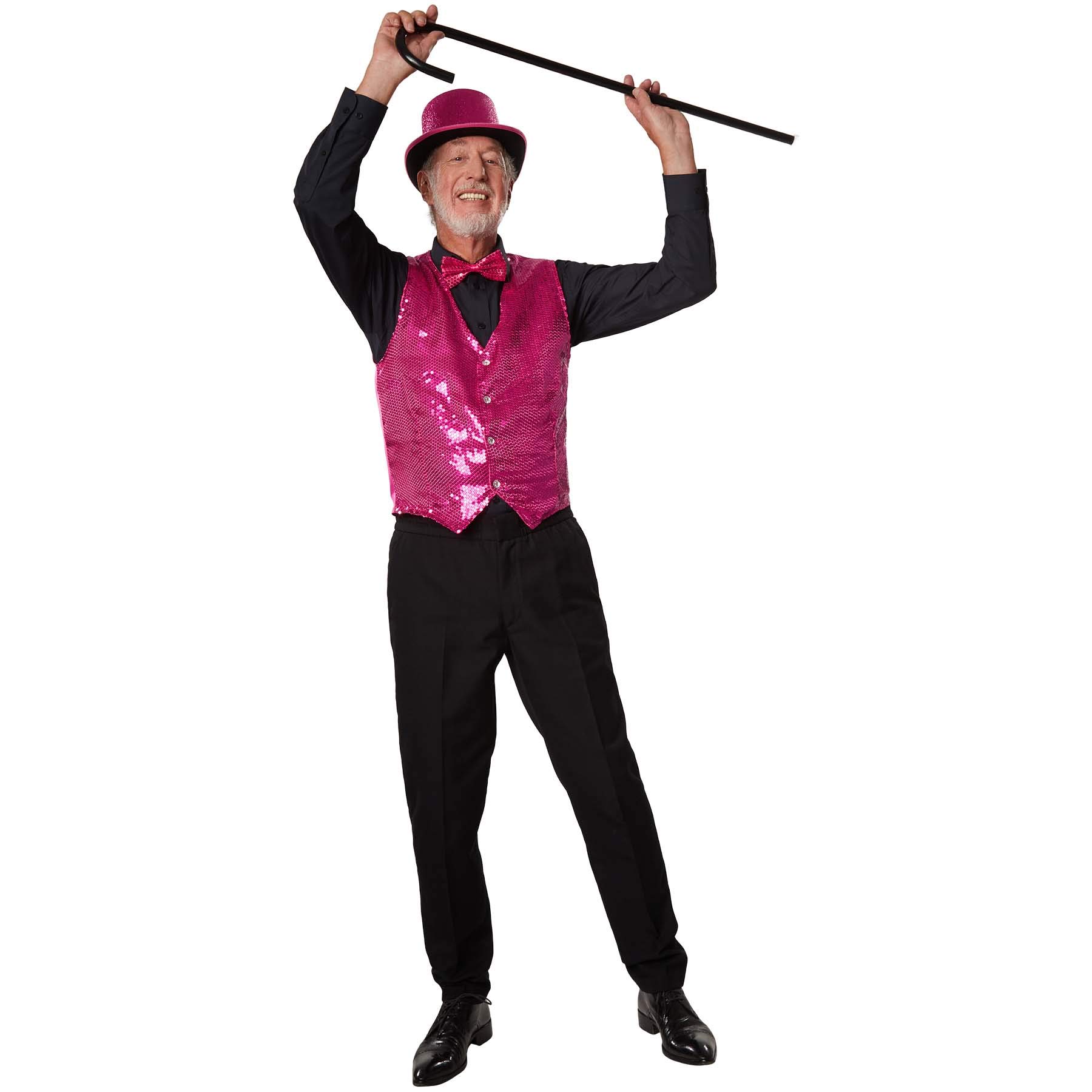 dressforfun 901000 Gilè da Uomo con Paillettes, Discoteca Carnevale Festa -Modelli Differenti (S | Rosa | No. 303986)