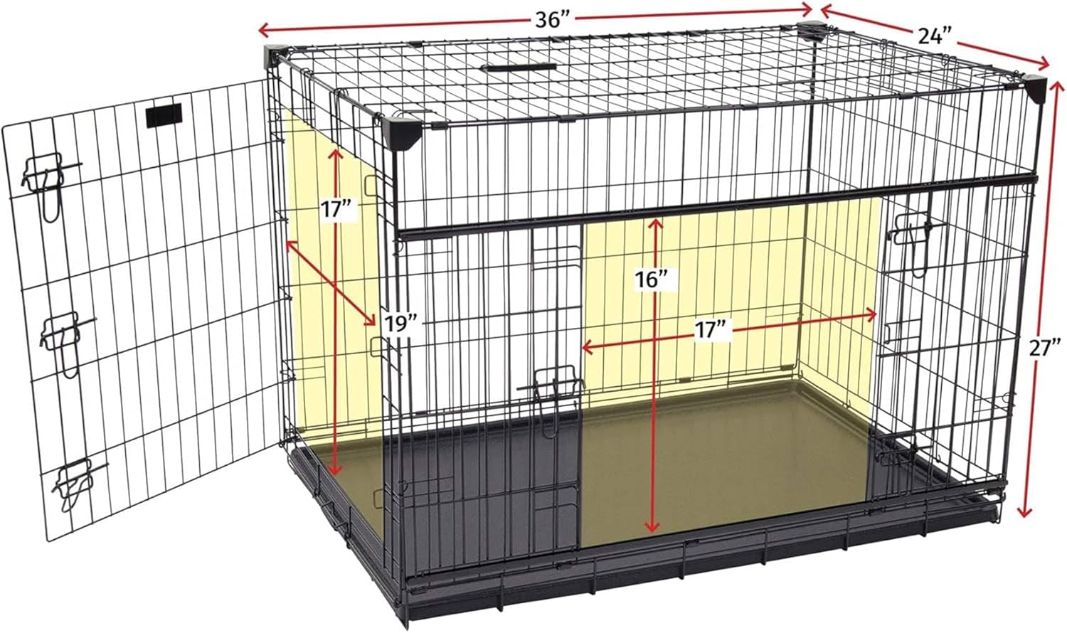 Medium Black Wire Dog Crate with Sliding Doors