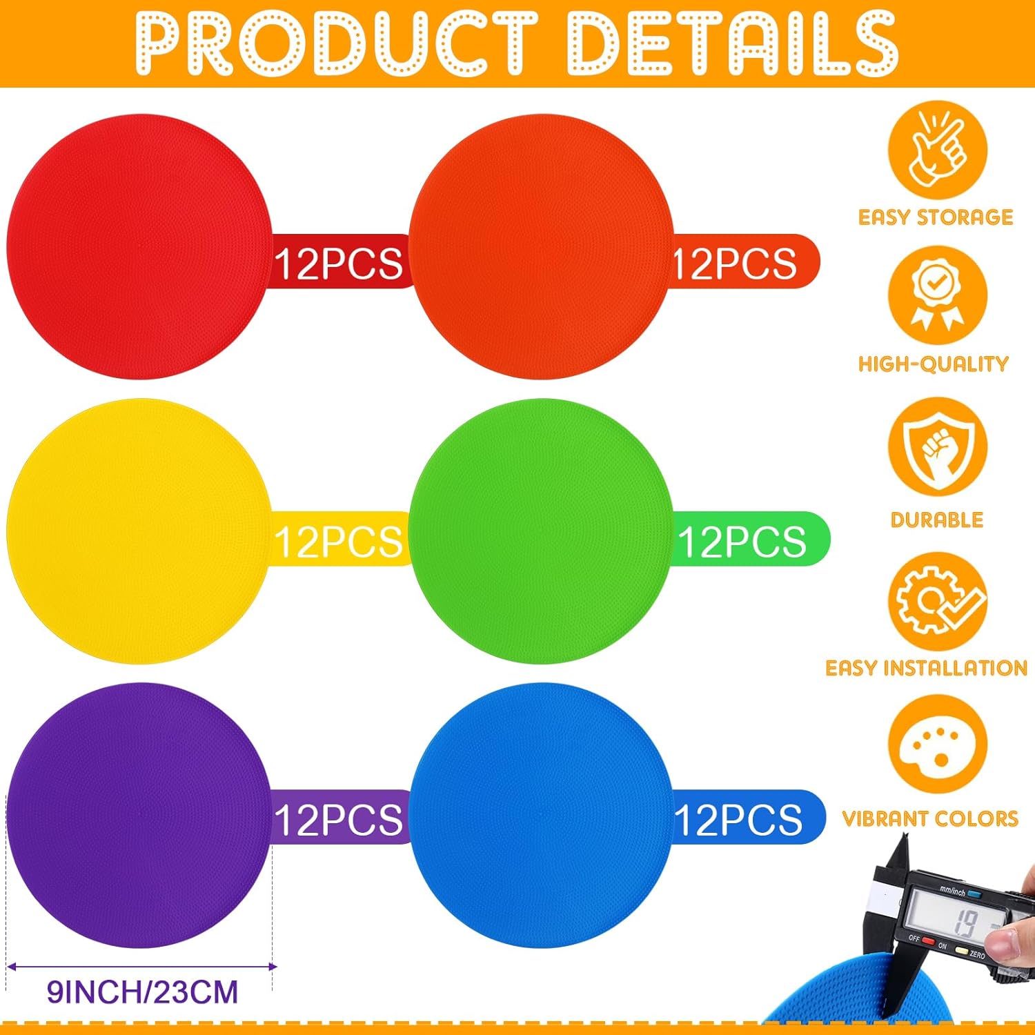 Tinideya TPE Floor Spot Markers Dots for Gym Flat Non Slip Spot Marker Dance Dot for Gym Sports Soccer Basketball Agility Training Field Marking Equipment