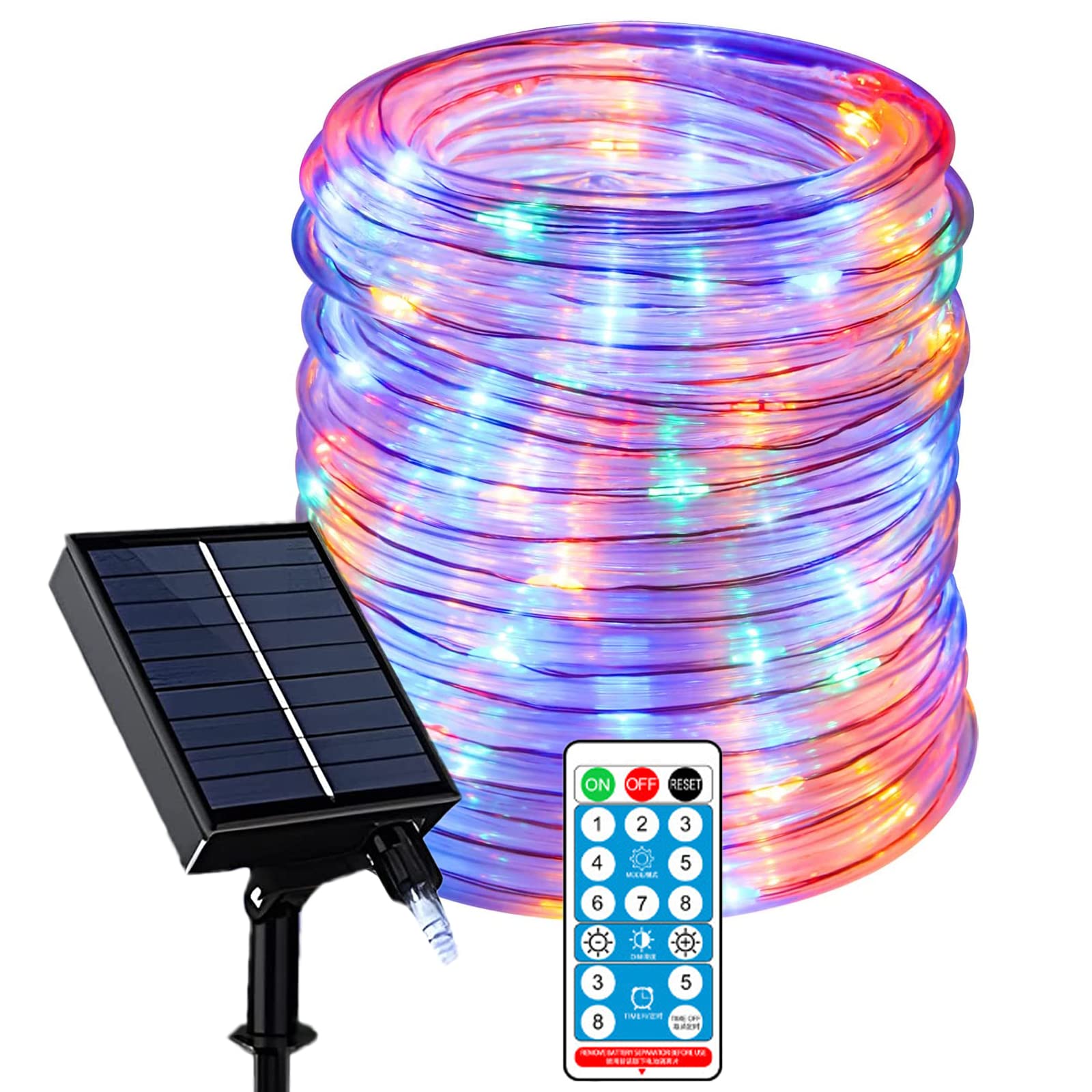 KINGCOO Outdoor Solar 240LED Rope Lights, Waterproof 26M LED Rope Tube Copper Wire Solar Pipe Fairy String Lights with Remote and Timer for Garden Tree Wedding Party Christmas Decoration (Multicolor)