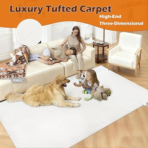 Miniatura 3 de Alfombra térmica eléctrica de grafeno suave con temporizador, calentamiento rápido, para el hogar, oficina, estudio, sala de juegos, 120 V, 1400 W,