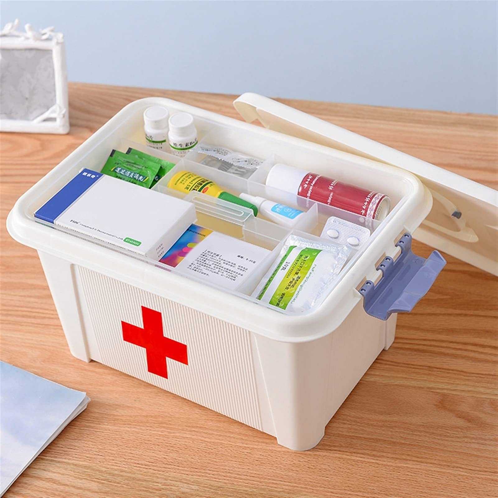 Botiquín de Primeros Auxilios portátil, Caja de Almacenamiento de medicamentos, botiquín de Primeros Auxilios Familiar Multifuncional con Mango, botiquín de Primeros Auxilios para Coche