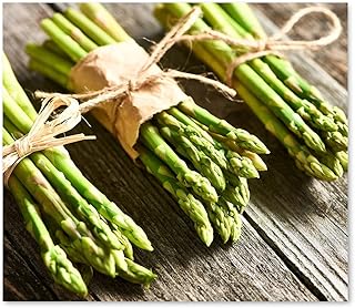 ALLboards Tagliere Coprifornelli in Vetro Universale ASPARAGI 52x60cm Protezione per Piani Cottura, Piano di Lavoro, in Vetro Temperato, Decorazione Cucina