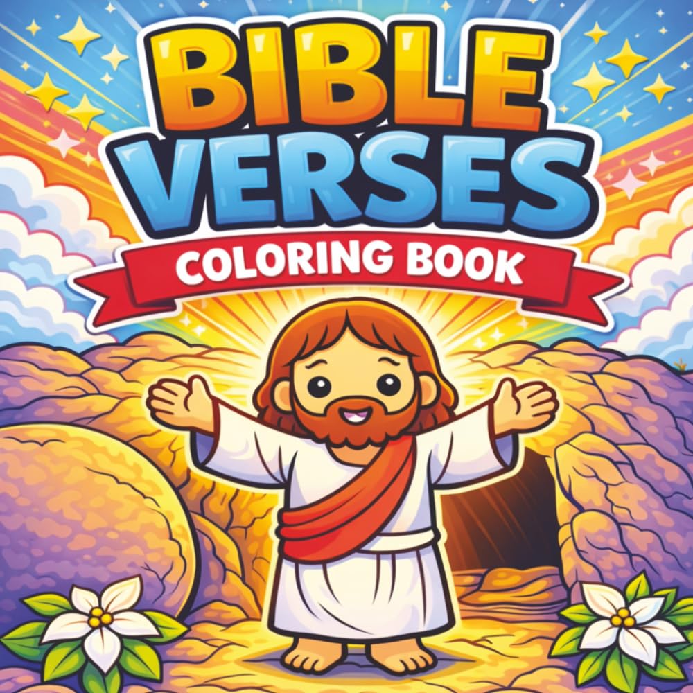 Bible Verses Coloring Book: Bold and Easy, Kawaii, Large Print, Christian, Educational, Cartoon, Cute and Cozy, Colouring, New and Old Testament, Gift, Christmas, Birthday, Paperback, 8.5 x8.5 inches.