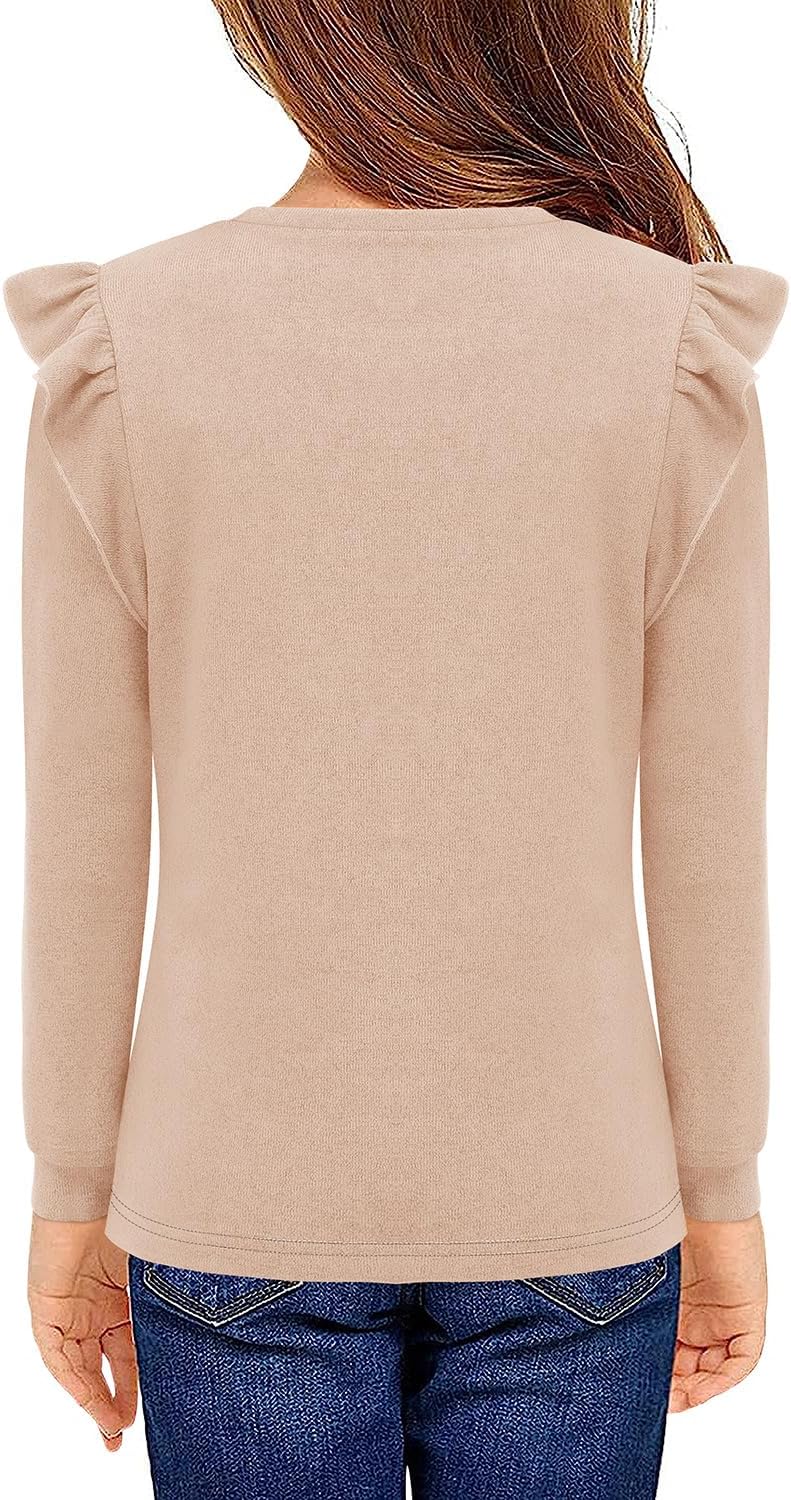 storeofbaby Shirts for Girls Long Sleeve Casual Loose Fit Tunic Tops Solid Blouses - Image 2