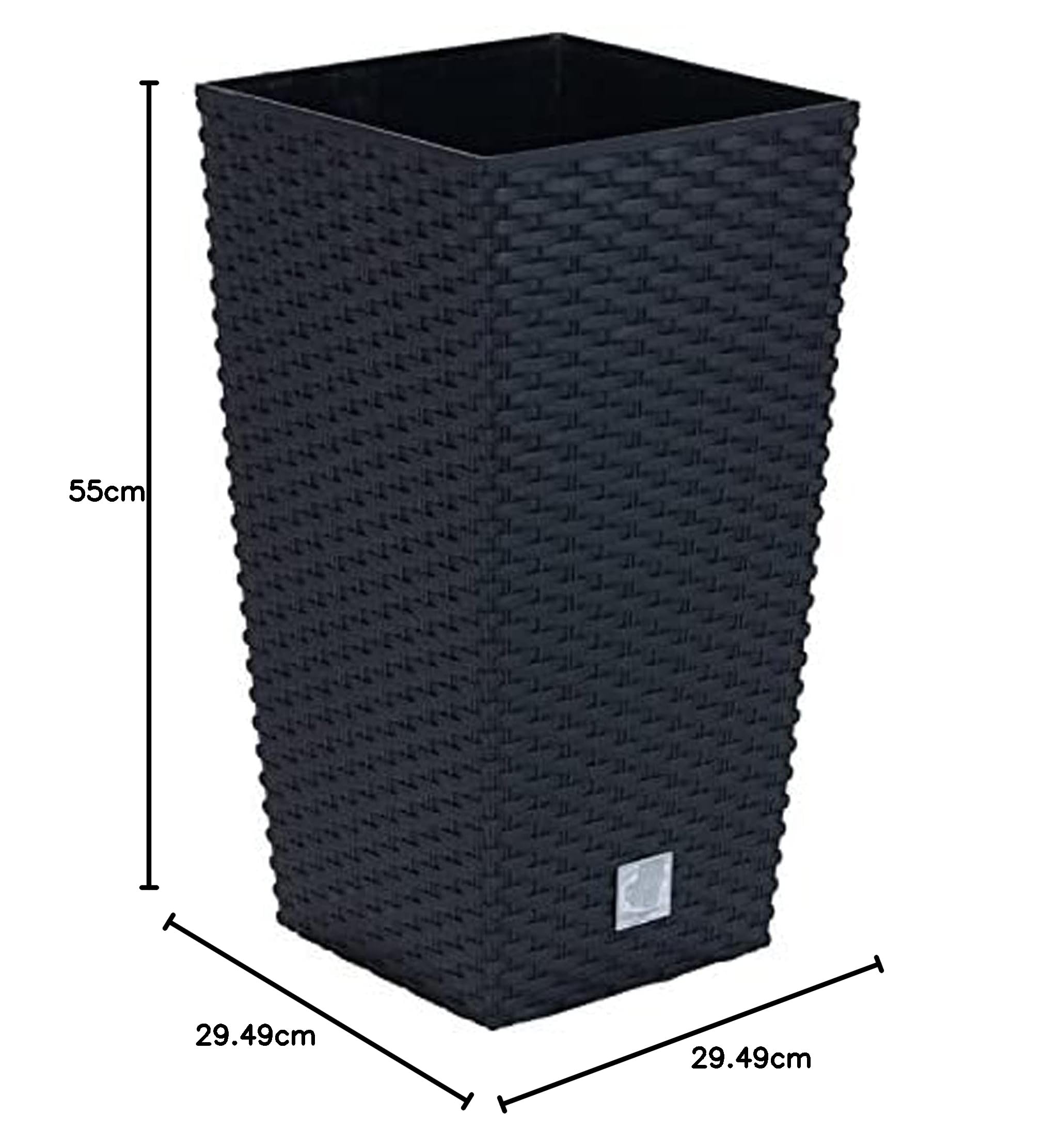 PACK DA 3 VASI IN PLASTICA ALTA PROSPERPLAST 11,4x19x35 CM RATO QUADRATO IN COLORE ANTRACITE CON SERBATOIO