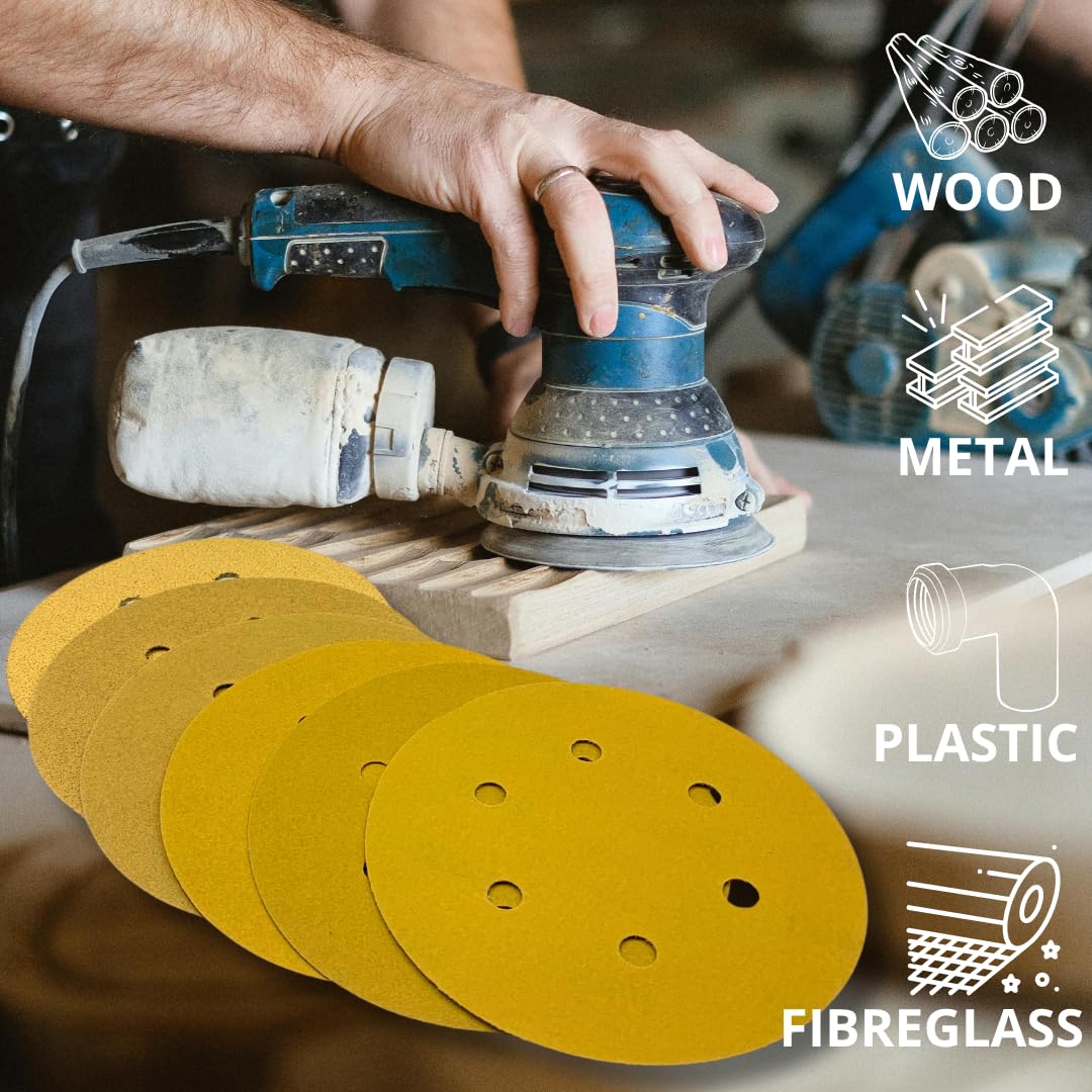 HIFROM Lot De 100 Disques Abrasifs Sans Trou De 12,7 Cm Avec