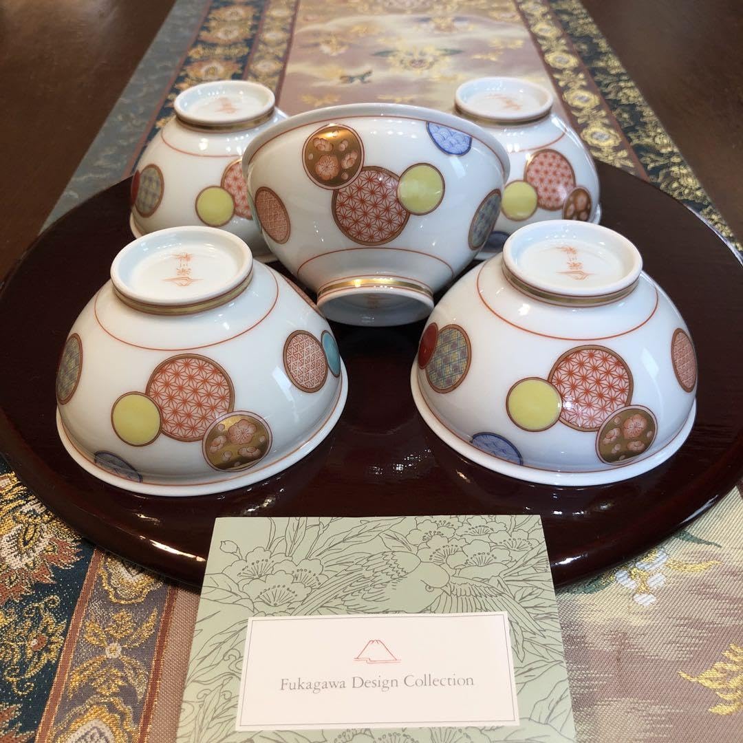 Amazon.co.jp: 深川製磁赤絵丸紋 仙茶碗揃 : ホーム＆キッチン