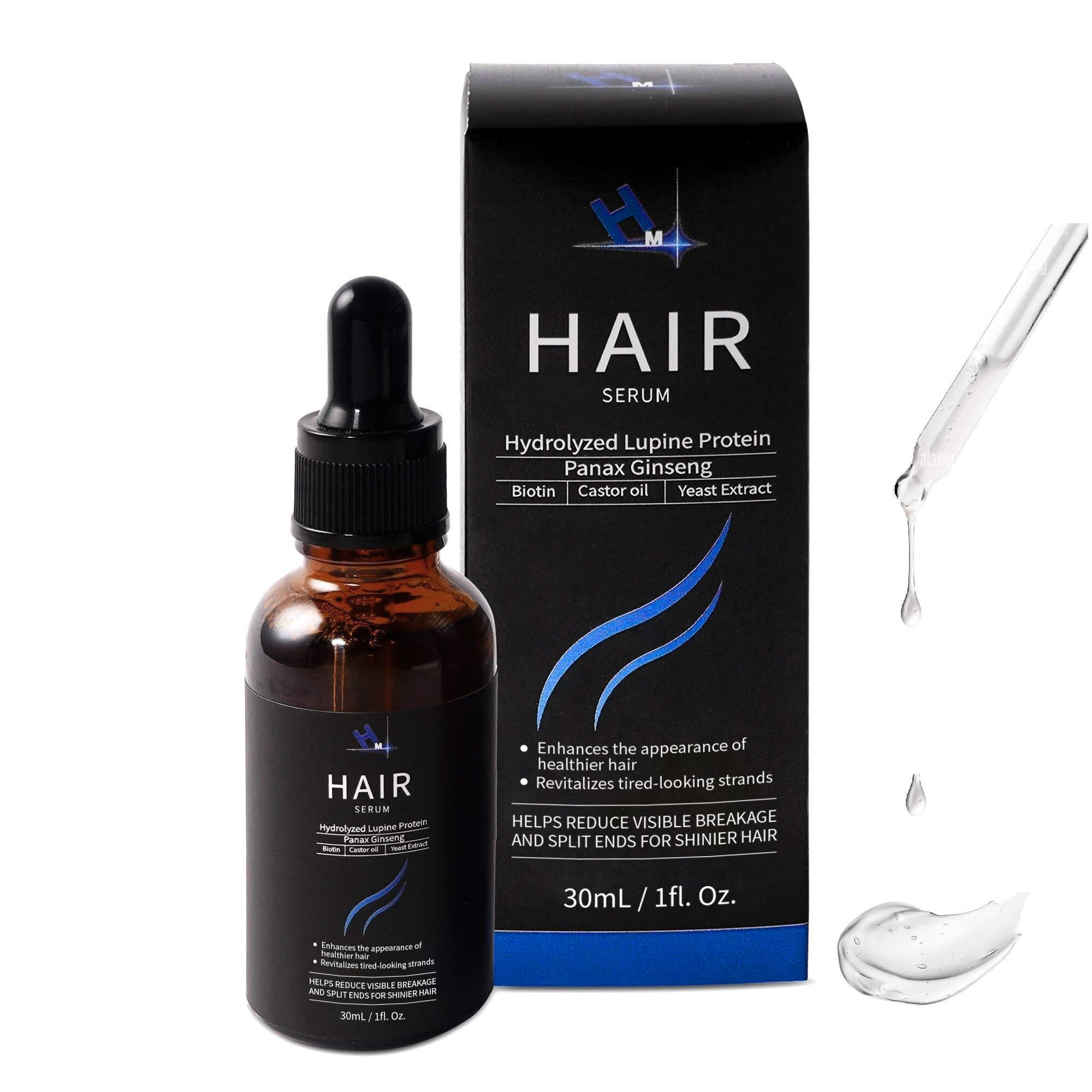 HM Hair Growth Serum – Vegan-Friendly Formula with Biotin & Amino Acids – Nourishes Scalp, Strengthens Hair, Adds Shine – Leave-In for Dry & Fine Hair – 30ml