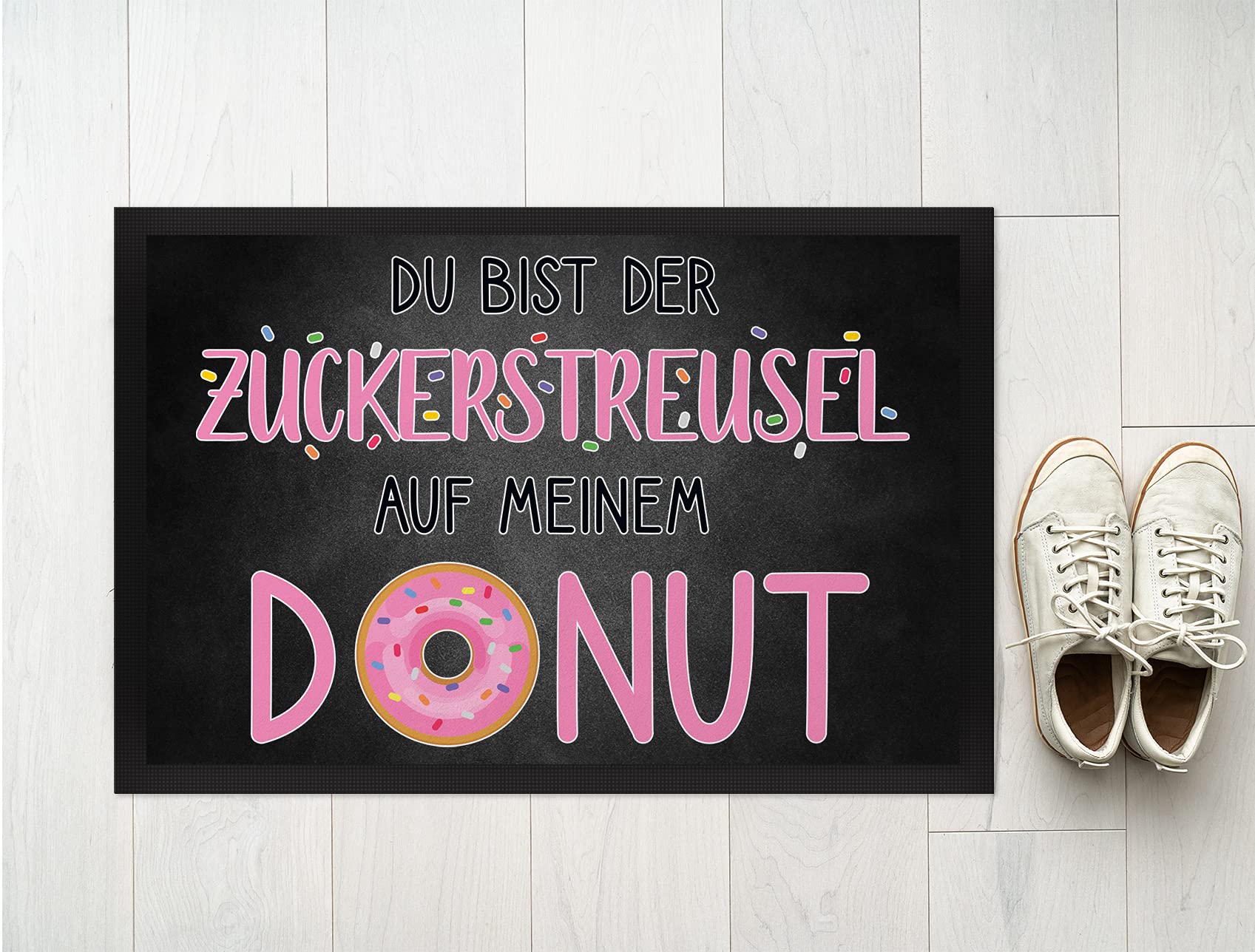 JUNIWORDS Fußmatte, Du bist der Zuckerstreusel auf Meinen Donut, 120 x 80 cm, mit Gummirand