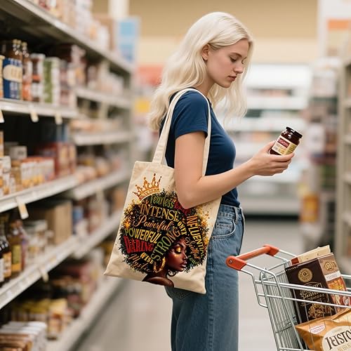 Miniatura 2 de Bolsa de lona estética para mujer, con cierre magnético a presión y bolsillo interior con cremallera, bolsa reutilizable Chica