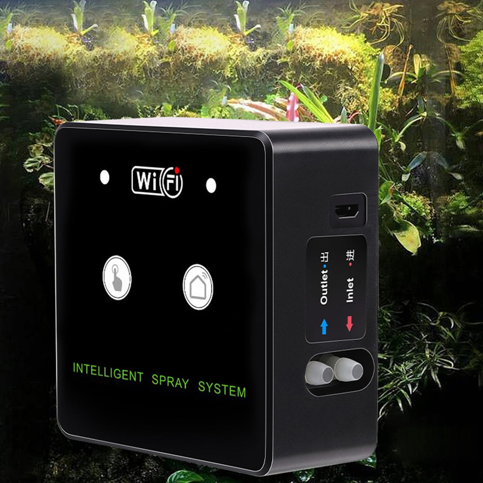SIXRUN WLAN-Sprühsystem, ABS-Beschlagsystem mit App-Steuerung, 360° Drehbar, 2 Düsen, 5 V, 2 A, Zeitgesteuertes Beschlagen für die Feuchtigkeitskontrolle von Reptilien, Terrarien, Vivarien (10m 3