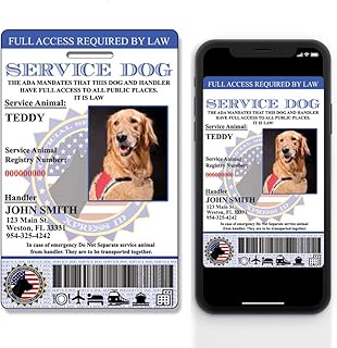 XpressID Holographic Custom Service Dog ID Card with Photo - Registeration to Service Animal Registry Plus Digital ID for Mobile Devices - QR Code & ADA Ready