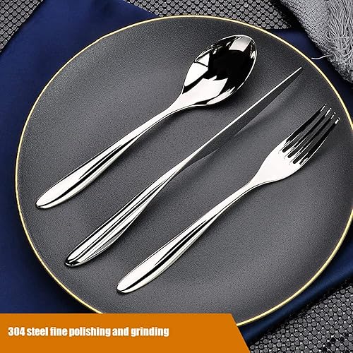 Miniatura 3 de 40-Piece Silverware Set for 8, Premium Food Grade Stainless Steel Flatware Sets, Mirror Polished Cutlery Set Includes Spoons Forks Knives,