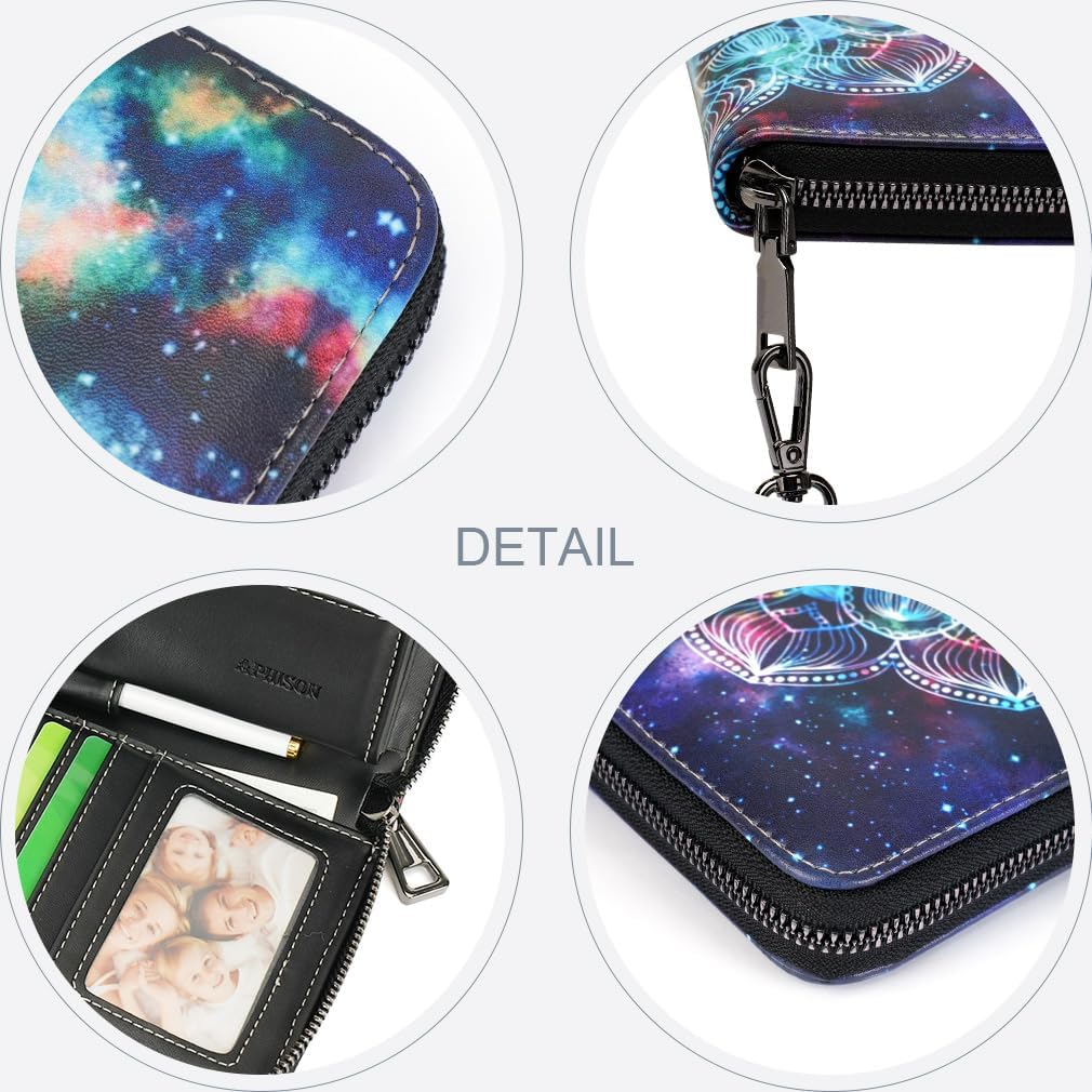 APHISON Wallet Women Large Capacity Clutch Purse For Ladies Card Holder RFID Wristlet Phone Zipper Coin Travel Pocket - Image 4