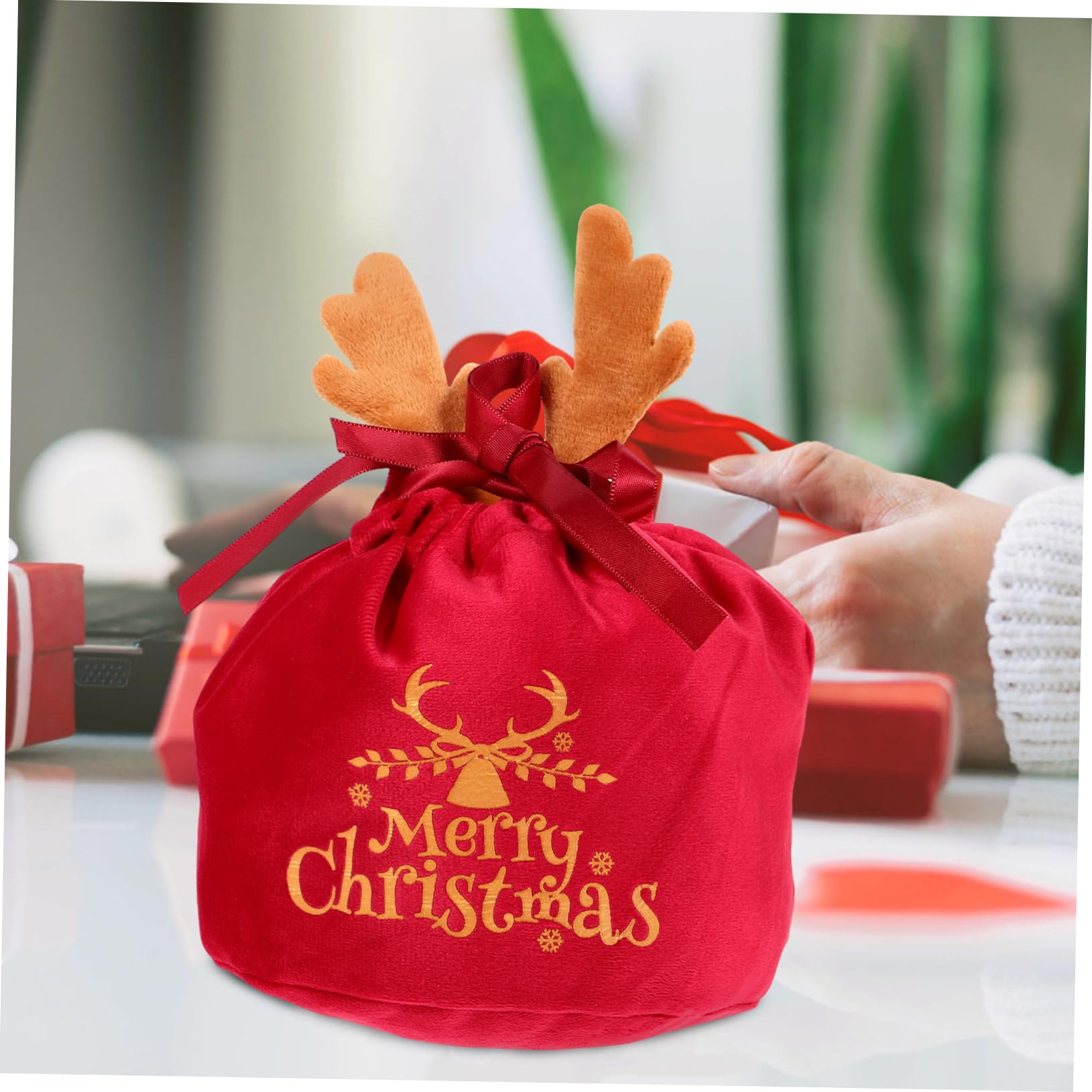 STOBOK Christmas Bag Xmas Drawstring Bags Storage Bag Candy Storage Holder Christmas Candy Holder Xmas Candy Bags Festival Bags Christmas Bag Beam Port Candy Stand Fabric