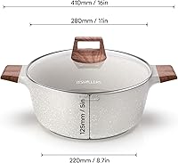 Vista 5 de Nonstick Die Casting Stock Pot,6Qt Elegant Aluminum Ceramic Casserole with Lid, Induction Bottom