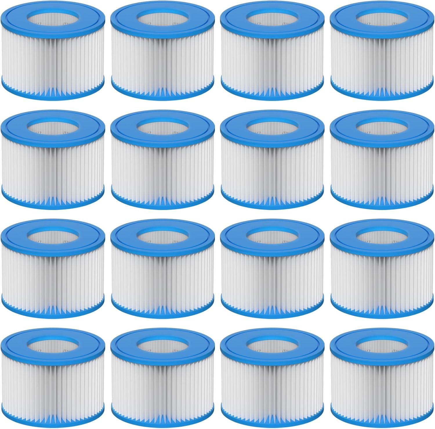 Spa Filter VI - Juego de 16 cartuchos de filtro VI para Bestway Miami, Monaco Lay-Z-Spa, Vegas, Palm Springs, Flowclear Pool Filtro, sustituye al cartucho original 58323
