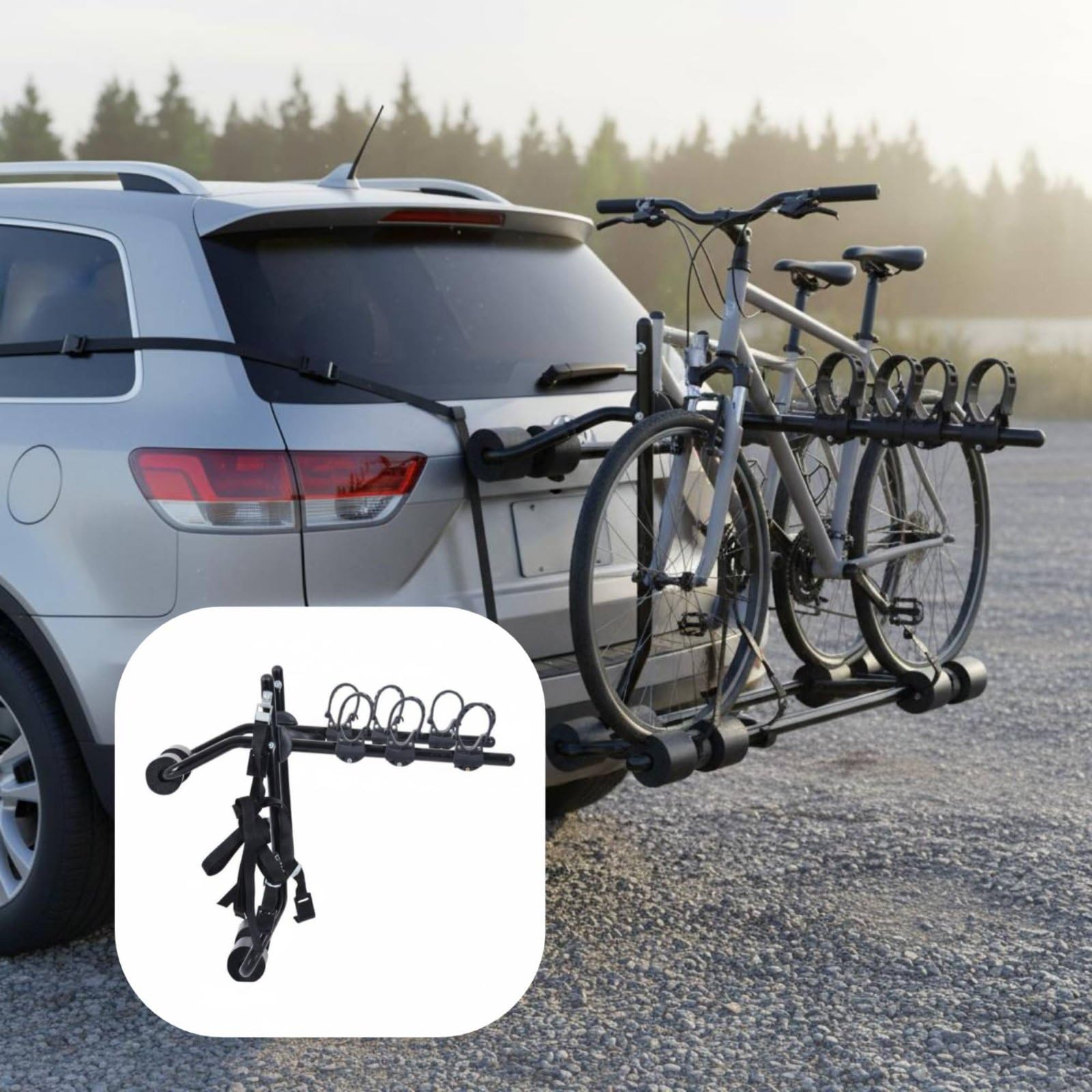 Fahrradträger Heckträger Fahrradhalterung Auto Fahrradständer mit Rutschfesten Klemmen Und Verstärkter Konstruktion aus Eisen Schwamm für Urlaub Fahrgemeinschaften Parkrunde