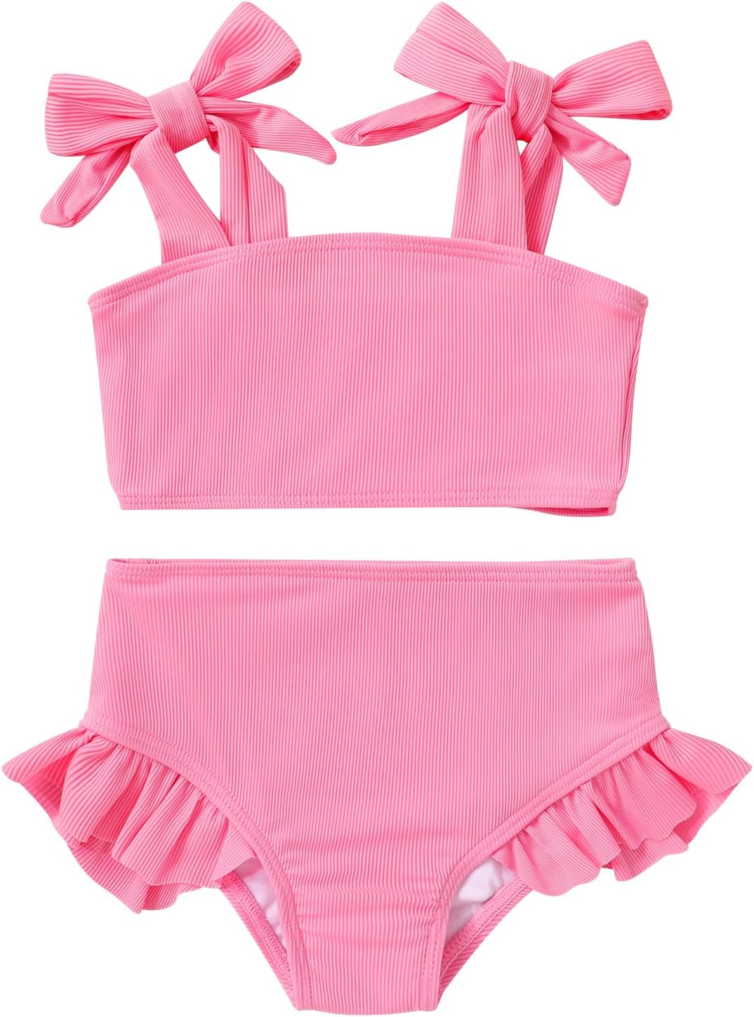 YOUNGER TREE Toddler Baby Girls Swimsuit Two Piece Solid Color Stripe Swimwear Summer Beach Bikini Bathing Suit