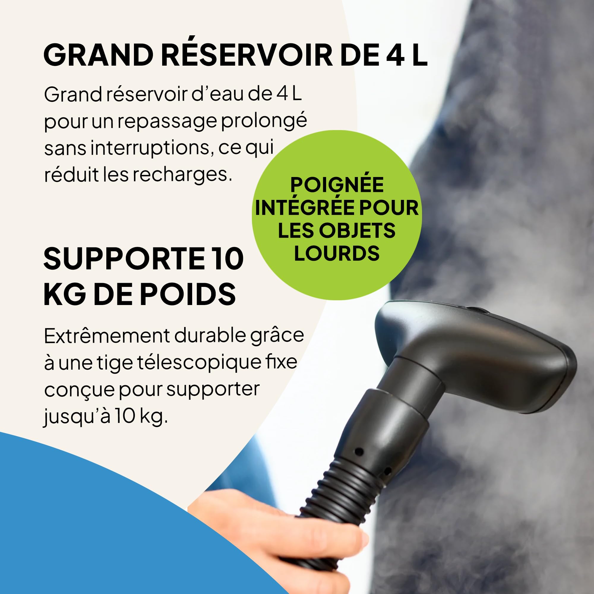 Défroisseur vapeur professionnel Fridja f1600 - Puissant défroisseur vapeur haut de gamme de 2200 W - Deux réglages de vapeur et réservoir d'eau de 4 L pour un défroissage rapide - Convient à tous les