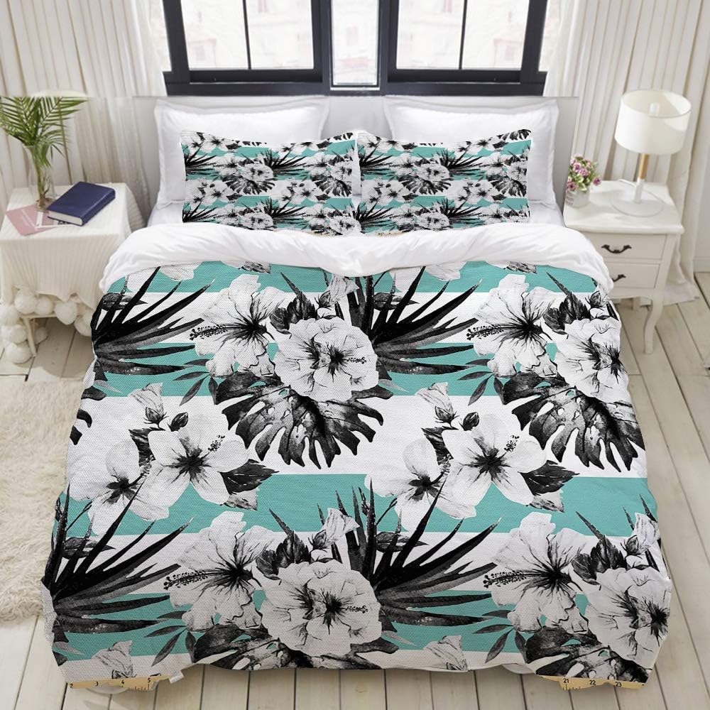 Amazon｜Unera エキゾチックな水彩ハイビスカスの花グラフィックアートプリントTropical Inspired Boho 布団カバー