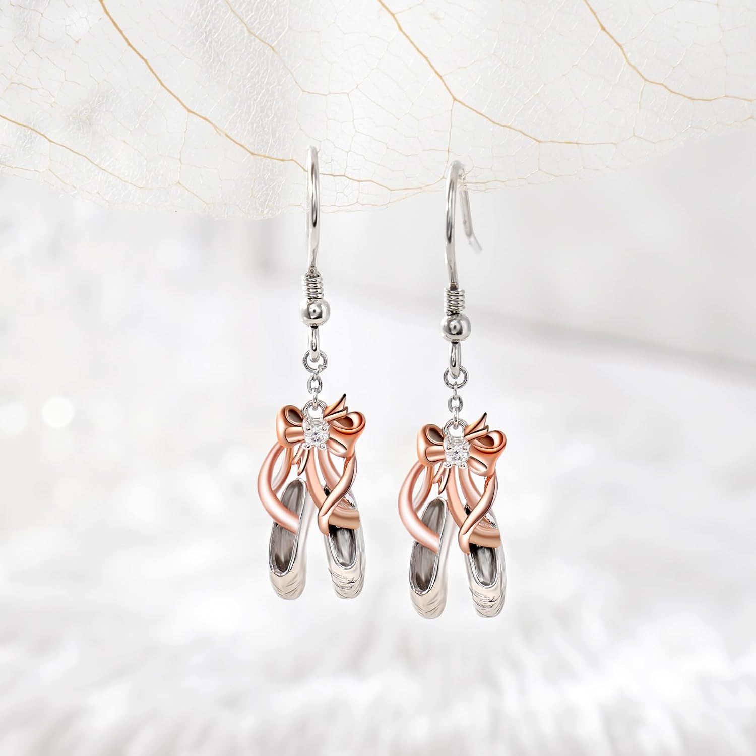 CHIC & ARTSY 925 Sterling Silver Ballet Dance Earrings Dainty Dangle Drop Earrings for Women Fine Jewelry