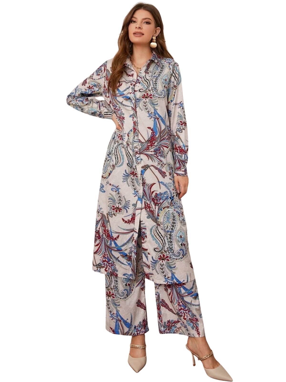 Rayon Floral Regular Stylish | Festive Travel for 3/4 Sleeve Women Co-ord Set-image-18