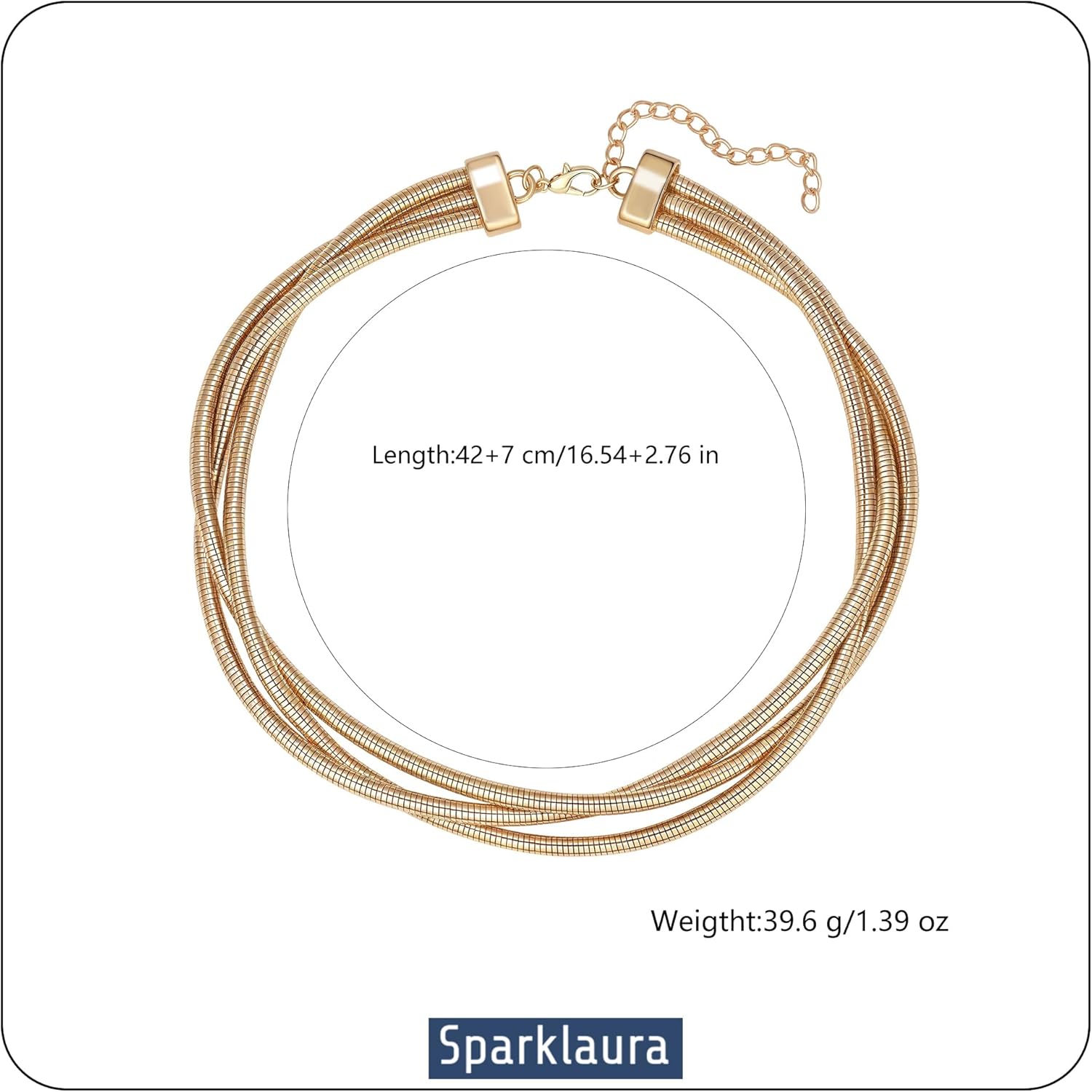 Chunky Gold Layered Choker Necklace for Women, Trendy Gold Plated Multilayer Twisted Thin Snake Chain Layering Collar Statement Necklaces Simple Jewelry Gifts - Image 2