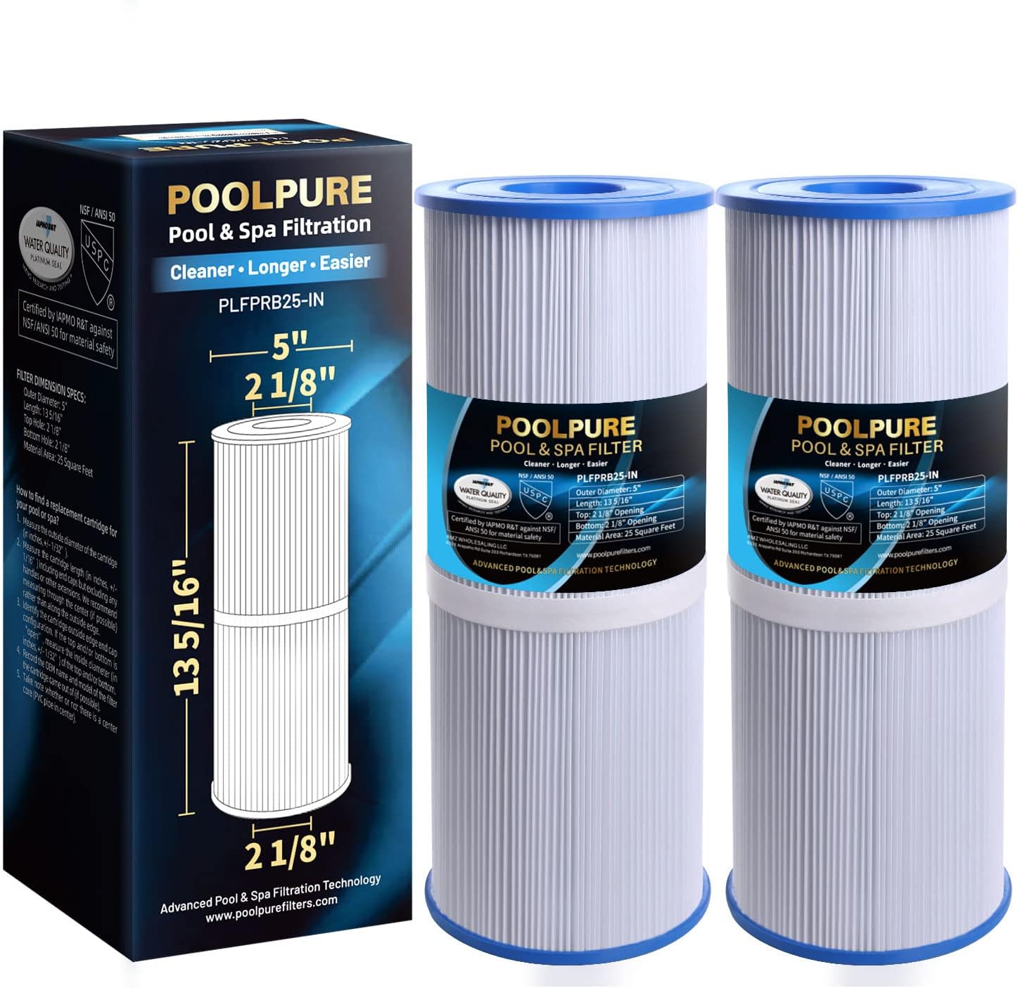 POOLPURE Spa Filter for Hot Tubs Replaces Pleatco PRB25IN Unicel C