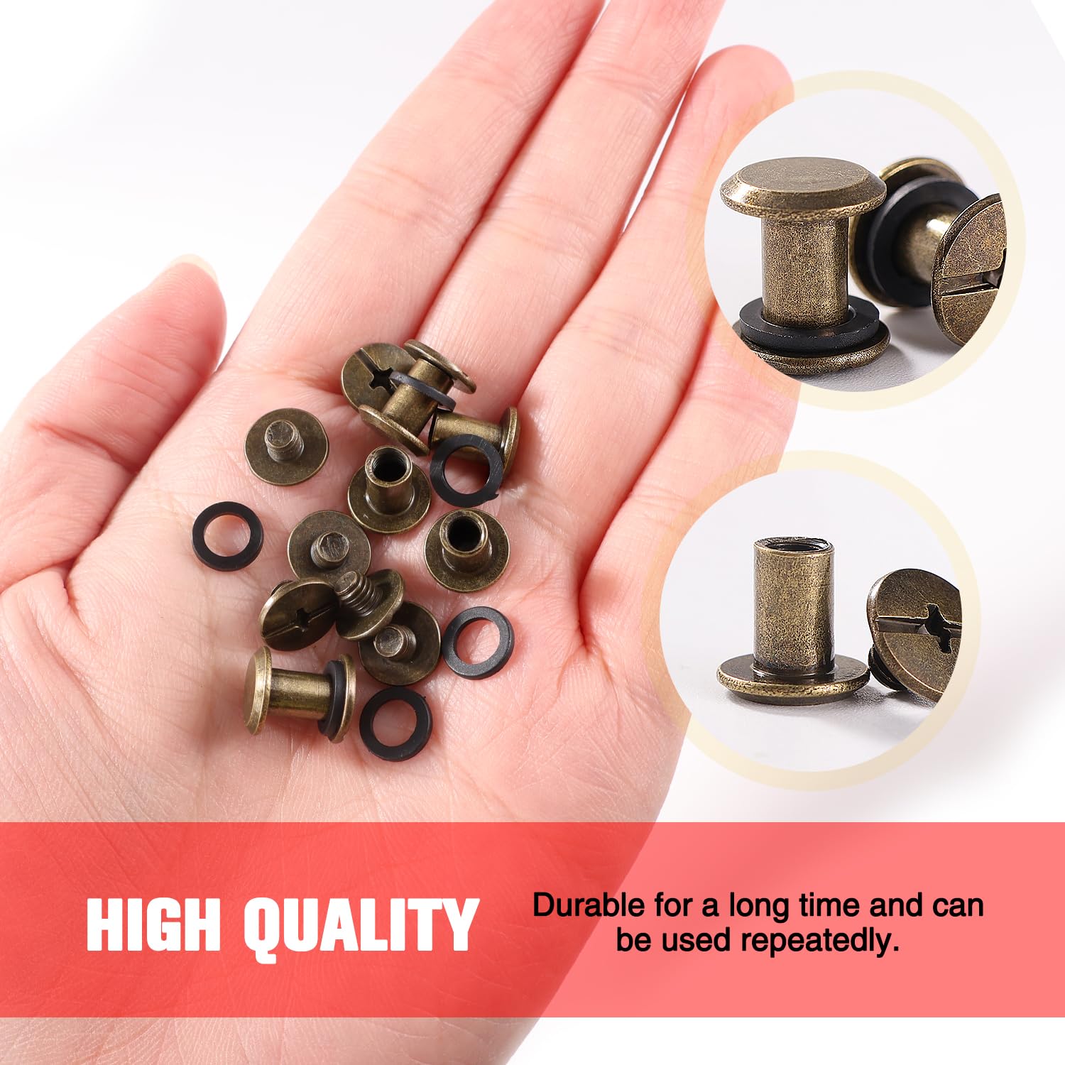 YIXISI 25 Set M5x8mm Chicago Binding Screws Kit, Book Binding Rivets, Leather Rivets, Binding Screws Posts - Image 3
