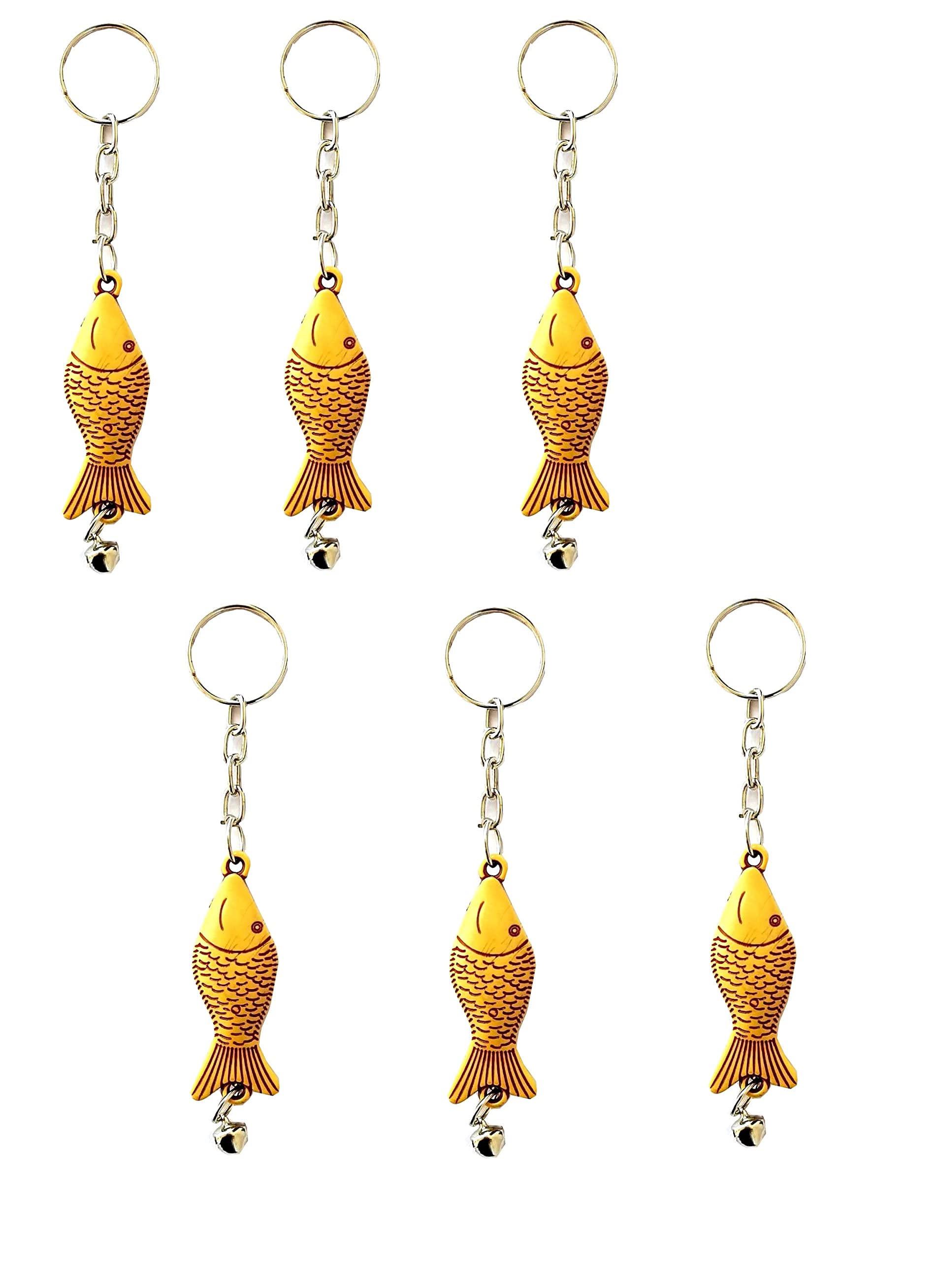 Elite StorePlastic Fish Keychain Brown Colour Double sided Lightweight Easy to Use Keyring for Girls Gift/Boys//Men/Women- Set of 6 Keychains
