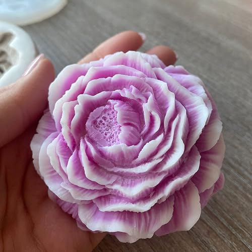 Miniatura 8 de TOPYS 2 moldes para velas de flores de peonía, molde de jabón hecho a mano con flores 3D para fondant, hecho a mano, loción, barra, crayón, crayón,