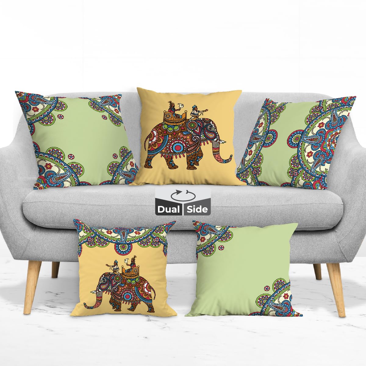 Brizberry® Designer Decorative Elephant Rajasthani Polycotton Throw Pillow Cushion Covers, Double Side Printing, Set of 5 (16 inch x 16 inch) (Design 43) (B0CK8MZFXH) Amazon Price History, Amazon Price Tracker