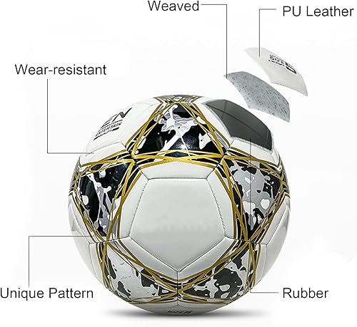 Miniatura 3 de ABAJI Balón de fútbol tamaño 3 4 5 entrenamiento de práctica niños niñas regalo de cuero más grueso anti explosión interior exterior viene con aguja