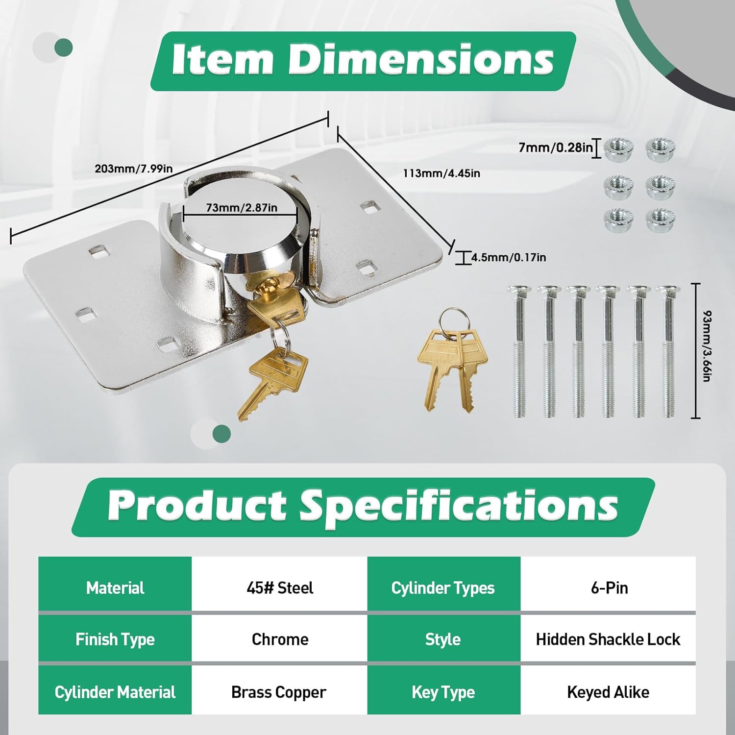 2 Pack Van Door Locks Keyed Alike Heavy Duty Puck Lock for Van w/Hasp High Security Hidden Shackle Padlocks Solid Steel Anti Theft Garage Shed Door Locks w/4Keys for Trailer Truck