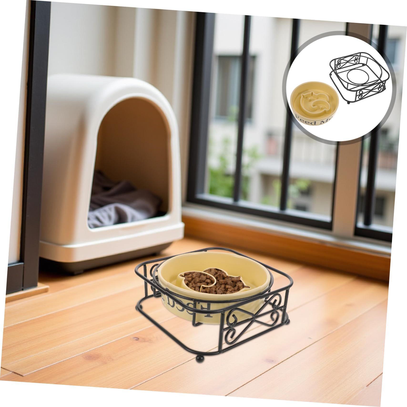 UPKOCH Comedero Lento para Mascotas De Cerámica Comedero Elevado para Perros y Gatos Adecuado para Comida Seca y Húmeda Lentos De Mascotas