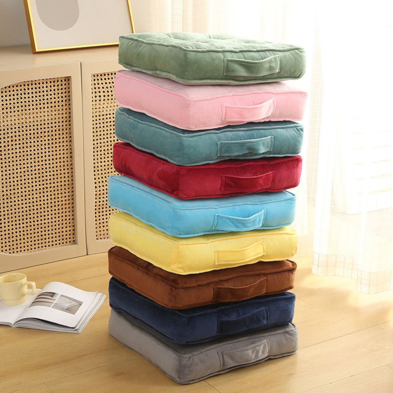 Amazon.co.jp: [KUZQIM] クッション 四角 ワインレッド 40*40*8cm