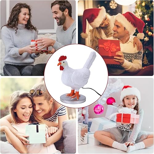 Miniatura 5 de Luz nocturna LED de huevo de gallina, lámpara de mesa de pollo de resina realista con USB, luz cálida para Pascua, Navidad, regalo de cumpleaños