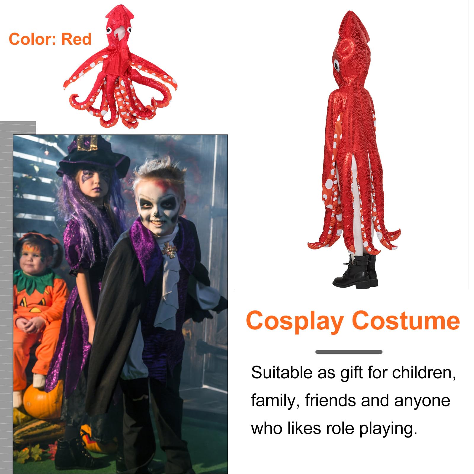 Hemobllo Costume da Calamaro per in Poliestere Resistente Cosplay e Gioco di Ruolo per Feste di Halloween Spettacoli Teatrali e Carnevale Design Unico e Accattivante per Festa in