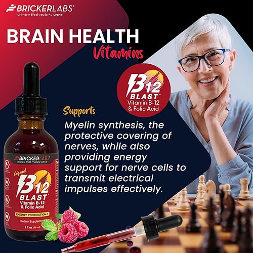 Miniatura 3 de B-12 Blast Suplemento líquido de vitamina B12 y ácido fólico, apoya la producción de energía, suplemento dietético de vitamina B12 líquida de gran